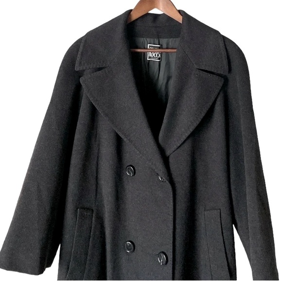 CINZIA ROCCA Italian Double Breasted Pure Cashmere Charcoal Grey Peacoat Size 12 - Picture 5 of 10
